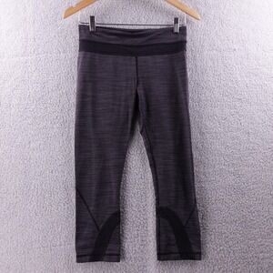 Lululemon Align High Rise Crop Leggings Gray Stripe Athleisure Workout Size 4